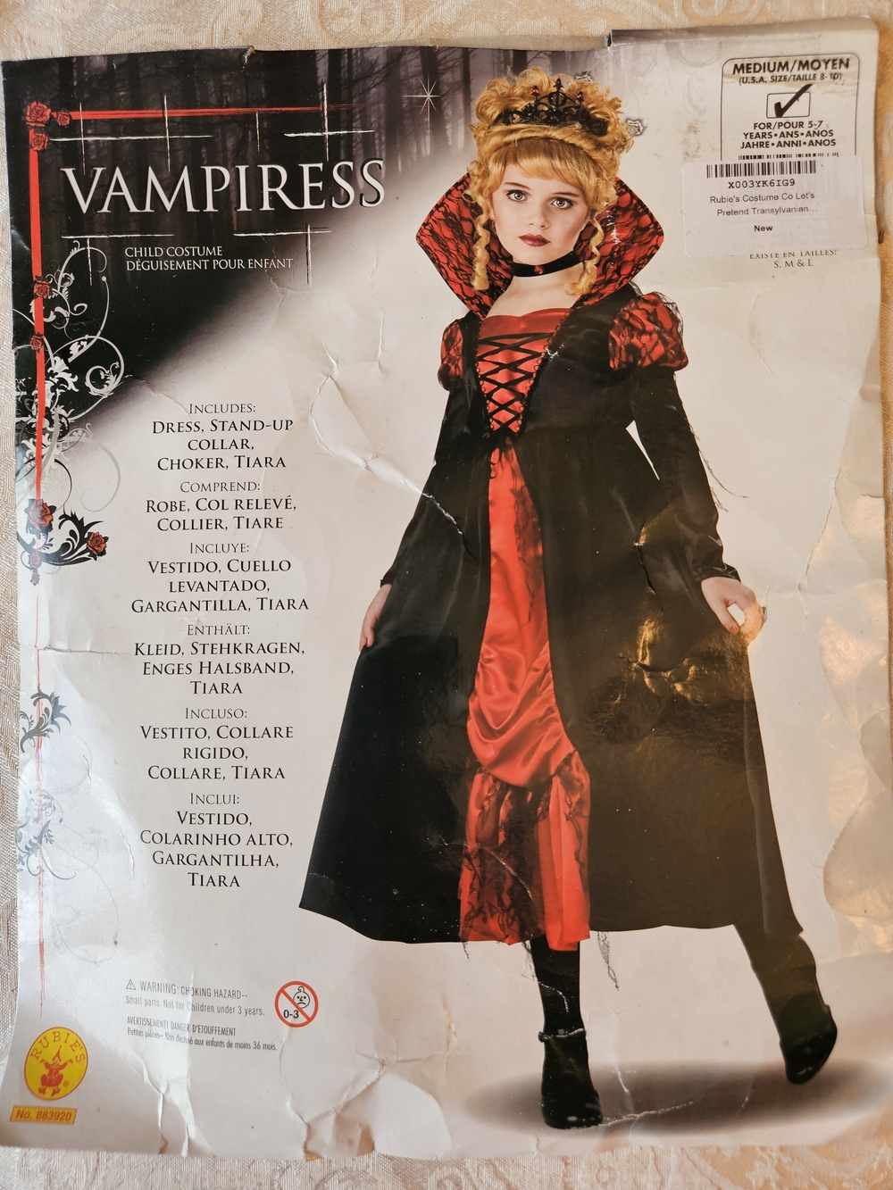 Rubie's Black & Red Vampiress Lace-Up Gothic Costume Dress NWT Small and Medium